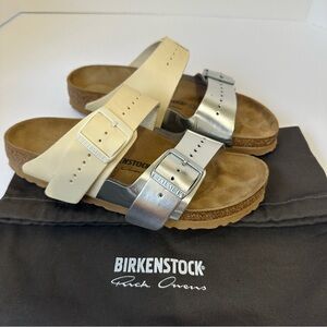 Birkenstock x Rick Owens Arizona Leather Slides Sandal EU 38 US 7 Milk / Silver